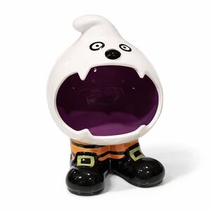 Maxcera Halloween Goth Ghost Candy Bowl - White Purple & Black